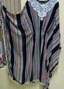 Striped Caftan with Lace Detail New