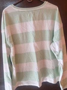 Striped Long Sleeve Top cutesy light green with wh