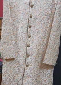 Cream Silk Sherwani With Embroidery