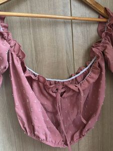 Pink Ruffle Crop Top