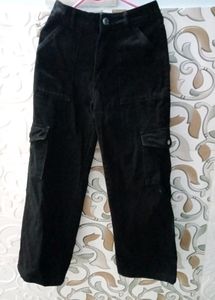 Black Corduroy Cargo Pants