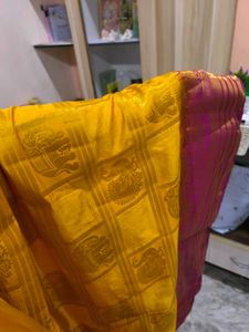 Yellow And Pink Festive Saree