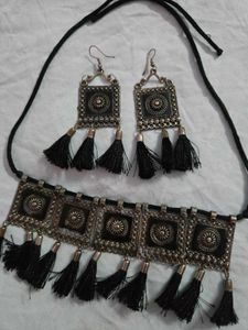 Rajasthani jewellery set of oxidised silver plated