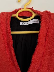 ZARA Chic Orange Tweed Blazer