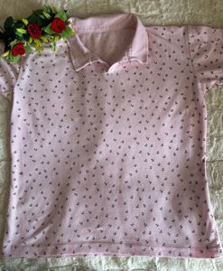 Pink Floral Polo Shirt