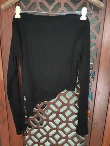 Black Graphic Long Sleeve Top