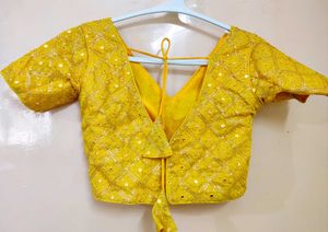 Yellow Mirror Work Blouse