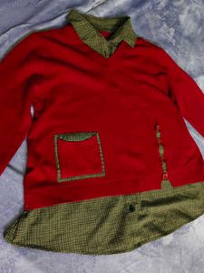 Red Layered-Look Sweater