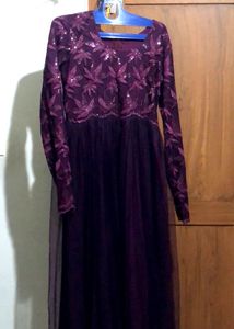 Elegant Plum Long Sleeve Dress