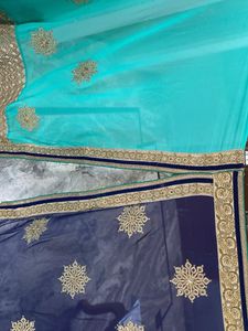 Elegant Blue &amp; Green Saree