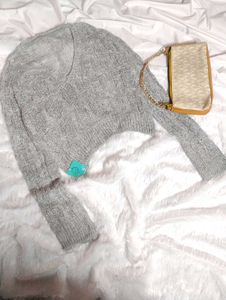 ✨Grey knitted Mesh Sweatshirt✨
