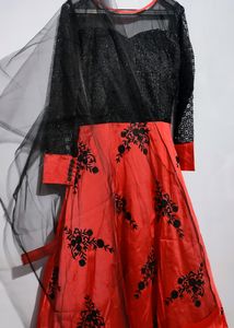 Black &amp; Coral Long Dress