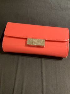 Coral Patent Leather Clutch