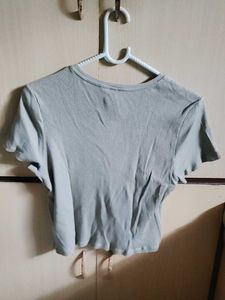 Green Ribbed Crop Top