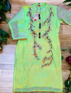 Elegant Embroidered Kurta and Net Dupatta