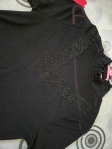 Black Rhinestone Detail Top