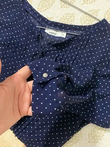 Polka Dots Dark Blue Sheer Top