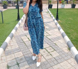 Blue Tie-Dye Jumpsuit