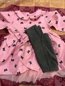 Pink Butterfly Dress With Free Stockings