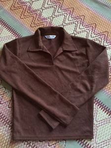 Brown Corduroy Long Sleeve Top
