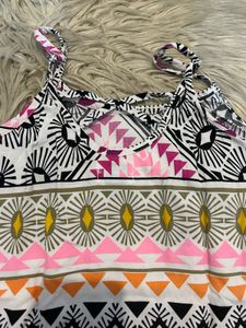 Printed, cross back top