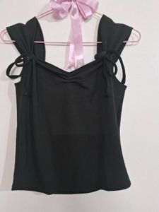 Black Tie Strap Tank Top