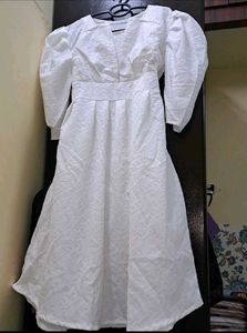 White Puff Sleeve Dress