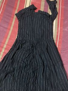 Striped Black Midi Dress