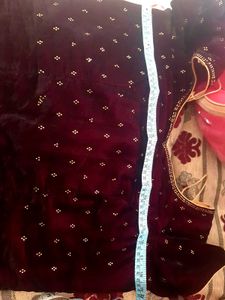 Elegant Burgundy Velvet Lehenga Choli Set