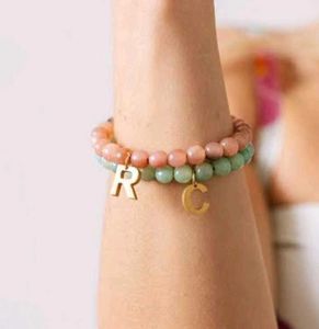 Beaded Bracelet with Initial Charms