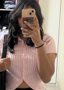 Crop Top In Baby Pink Colour
