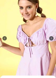 Lilac Puff Sleeve Mini Dress