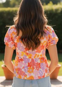 Floral Cutout Tie-Front Top (Women&#39;s)