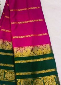 Elegant Pink & Green Saree
