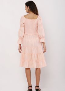 Romantic Peach  Tiered Midi Dress