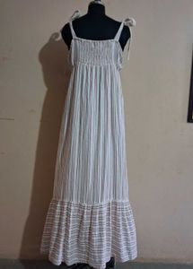 Striped Maxi Dress with Tie Straps