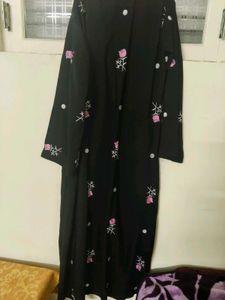 Black Embroidery Abaya In Free size