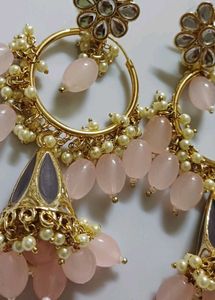 Global Desi Rose Quartz Jhumka Earrings