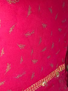 Pure Cotton Maroon Kurti with Golden Lace Border