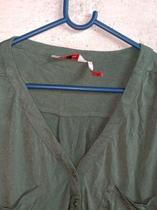 Olive Green Long Sleeve Blouse