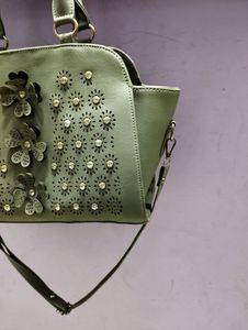 Floral Embellished Gray Handbags 👜