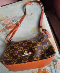 Lavie Tan Brown Logo Printed Sling Bag