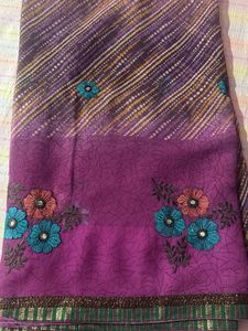 Purple Floral Embroidered Saree