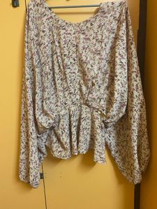 Western Top High Low Pattern With Belo Sleeves