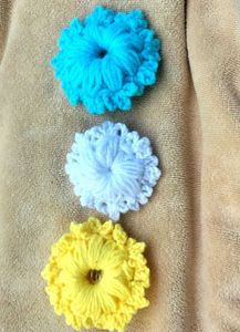 Yarn Clip Set Of 3 Yellow White Blue