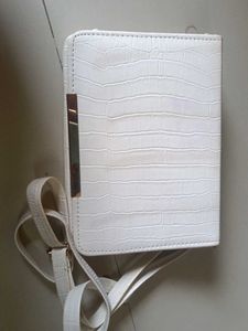 White Croc Embossed Crossbody Bag