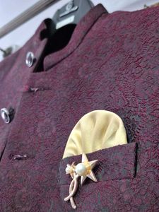 Burgundy Patterned Nehru Jacket