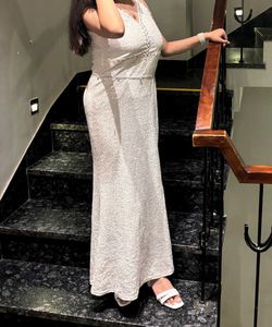 partywear maxi dress - silver white