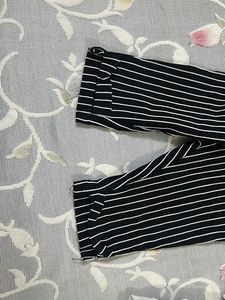 Black Strip Jegging And Top