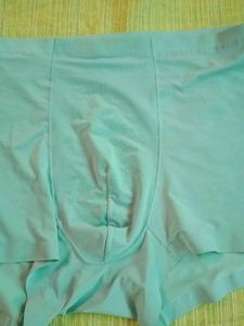 Men Blue Silk Seamless Boxer Briefs